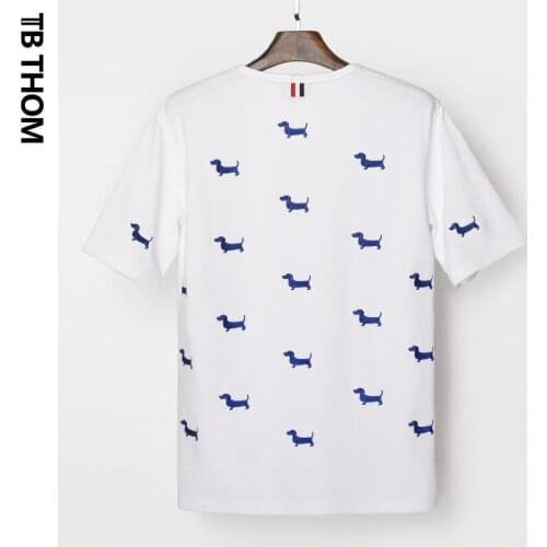 2020 mens blue dog embroidery short sleeve t-shirts o-neck cotton summer tees men white tops male