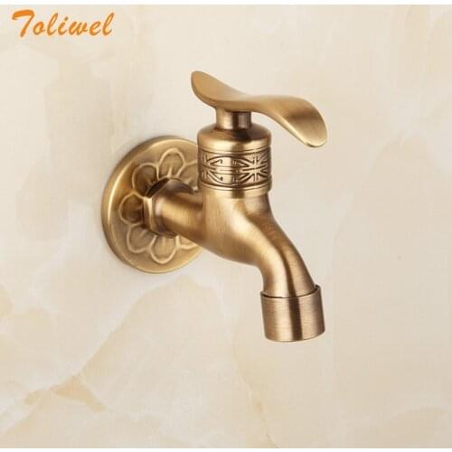 Antique Brass Bathroom Wall Mount Sink Basin Cold Water Faucet Tap Lever Handle Outdoor Garden Hose Faucet Mop Sink tap 2610070
