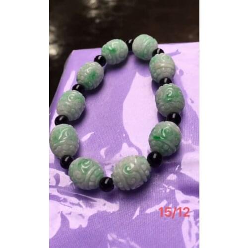 Natural Burmese jade bracelet colorful hand-carved unique flower bracelet for men women jadite jade beads bracelets jade jewelry