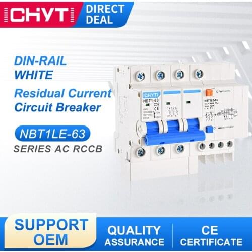 NBT1LE-63 3P+N 400V 10A 16A 20A 25A 32A 40A 50A 63A Transparent Residual Current Earth Leakage Circuit Breaker RCBO RCCB
