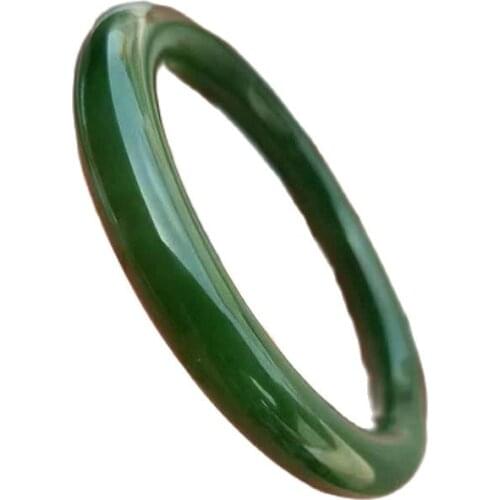The jade bracelet oblate spinach green jasper jade bracelets widened version of Xinjiang