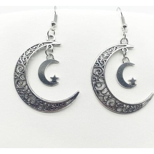 New Gothic Moon Pendant Witch Earrings Mysterious Luna Goddess Religious Magic Witch Lady Jewelry Gift
