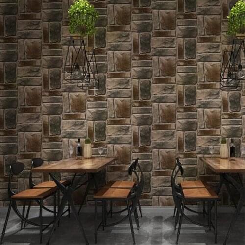 Beibehang Retro 3d brick wallpaper restaurant barber shop Brick stone hotel brick wall wallpaper small papel de parede wallpaper