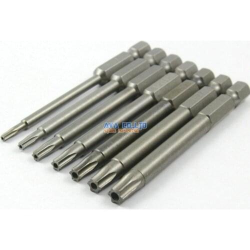 1 Set 7 Pieces Magnetic Torx Screwdriver Bit S2 Steel 1/4" Hex Shank 75mm Long