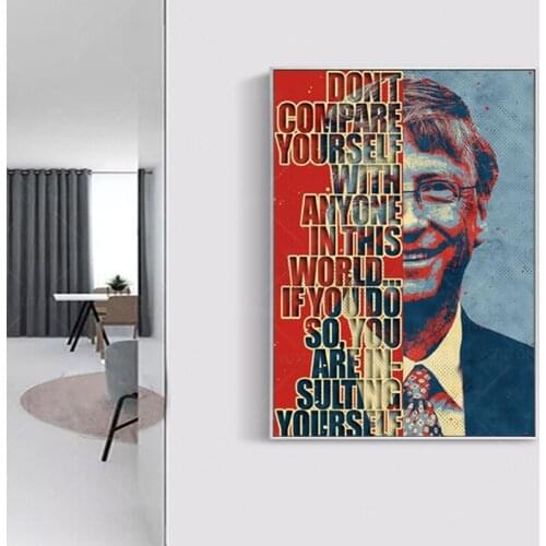 Bill Gates Celebrities Quotations Poster Canvas Poster Wall Art Decor Print Picture Paintings for Living Room Bedroom