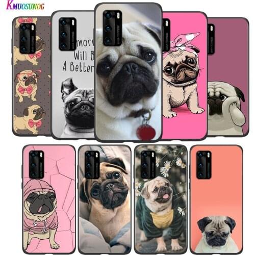 Silicone Case Puppy Pug Dog For Huawei P8 P9 P10 P20 P30 Pro Lite 2019 mini P40 Lite 5G E Pro Plus Phone Case