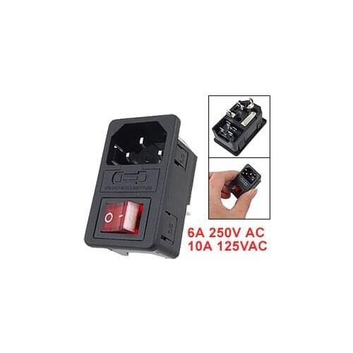 SODIAL(R) Inlet Male Power Socket with Fuse Switch 10A 250V 3 Pin IEC320 C14
