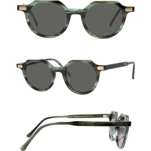 Belight Optical Women Men UV400 Protection Colorful Irregular Shape Small Vintage Retro Acetate Sunglasses with Case Oculos 9557