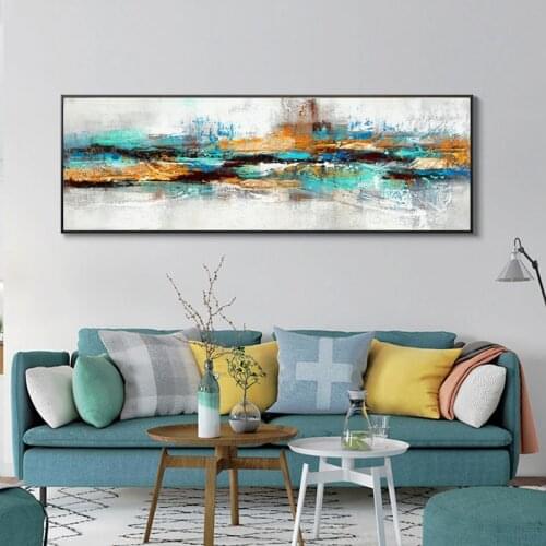 Modern Abstract Art Oil Painting on Canvas Posters and Prints Wall Art Painting Blue Abstract Picture for Living Room Home Decor