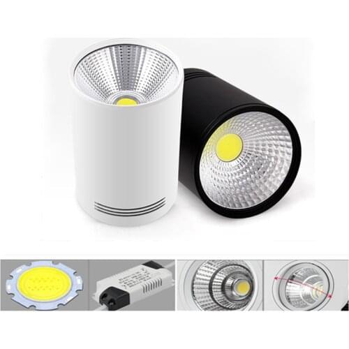 Super Bright LED COB Surface Mounted Downlight 9W 12W 15W Aluminum White/Black Housing AC85-265V Ceiling Spot Light Home Decor