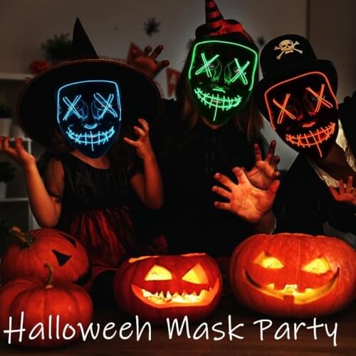Led Mask Halloween Party Masque Masquerade Masks Neon Maske Light Glow In The Dark Mascara Horror Maska Glowing Masker Purge