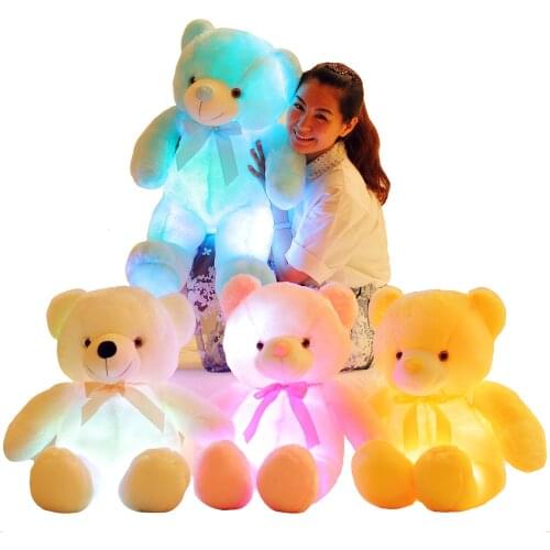 Luminous 25/30/50Cm Creative Light Up Led Colorful Glowing Teddy Bear Stuffed Animal Plush Toys Christmas Gift For Kid