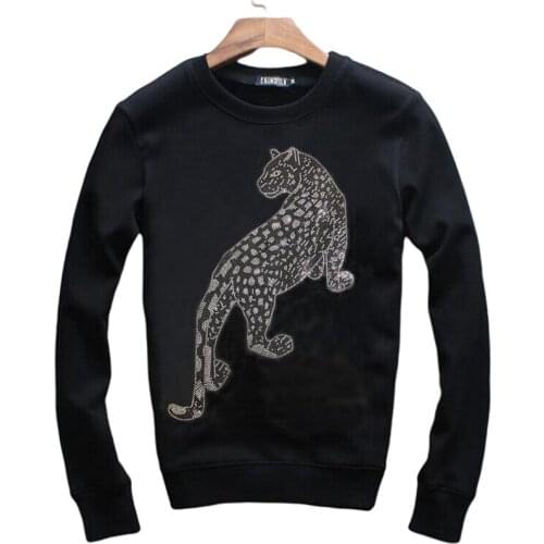 Diamonds design Hoody Mens winter Rhinestone Loose Sweatshirts Casual Fleece Loose Fashion O-Neck Pullover New Hoodie Men