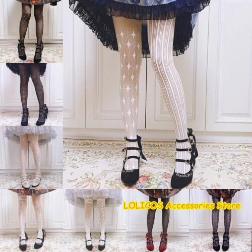 Lolita Witch Ultra-thin Silk Stocking Harajuku Sweet Lace Pantynose Summer Japanese Lolita Sexy Female Cosplay Long Stocking