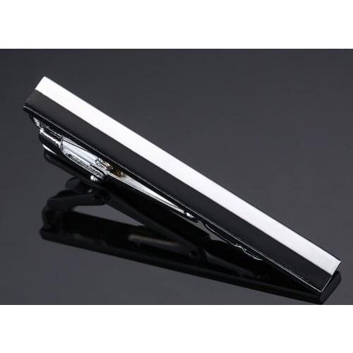 High quality Mens Tie Bar silvery Tie clip for mens black square fashion French accessories for wedding gifts Brand jewels