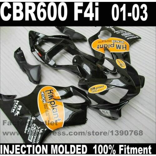 High quality fairing kit for HONDA Injection mould CBR 600 F4i 2001 2002 2003 black orange fairings set CBR600 01 02 03 CZ65
