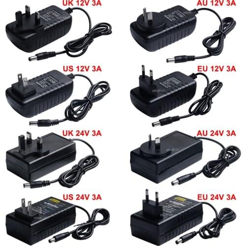 AC 110 220V to DC 12V 3A Universal Power Adapter Supply Charger EU US AU UK Plug for CCTV COB SMD LED light Strip Transformer