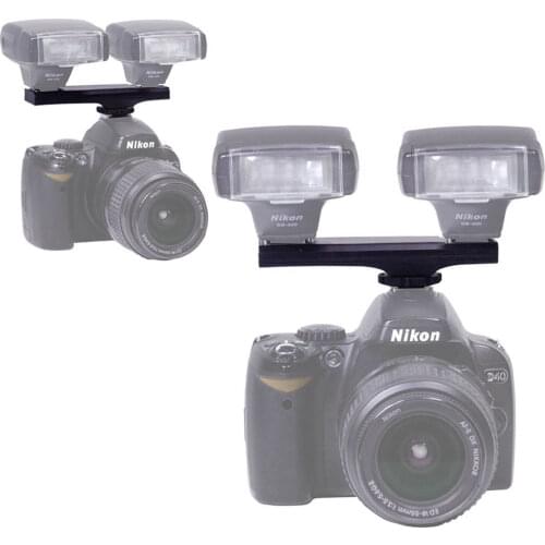 WS-2N Dual/2 Hot Shoe E-TTL Flash Speedlite Light Bracket Mount Splitter for Nikon D7500 D7200 D5600 D850 D750 D5 DSLR Camera