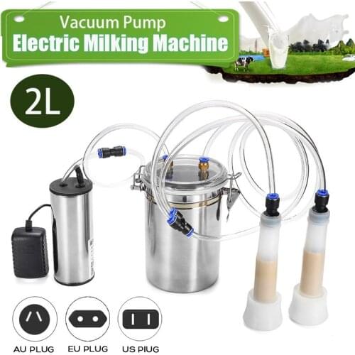 Yj 2L Electric Milking Machine for Ewe/Cow/Sheep/Goat/Cattle Double Head Portable Farm Milk Vacuum Pump Bucket Milker 110V-220V