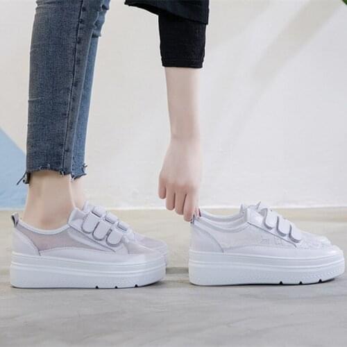 Hot mesh breathable shoes woman platform heels casual shoes women 2019 wedges platform shoes for women chaussures femme X2-30