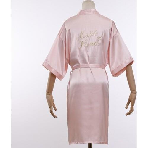 Women Robe Satin Vintage Wedding Bride Bridesmaid Maid of Honor Sexy Lady Casual Daily Comfortable Bathrobe Nightgown Femmes