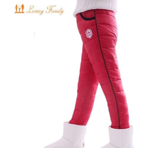 2020 Winter Girls Boys Windproof Pants Childrens Warm Plus Velvet & Down Trousers Thicken Design Retail
