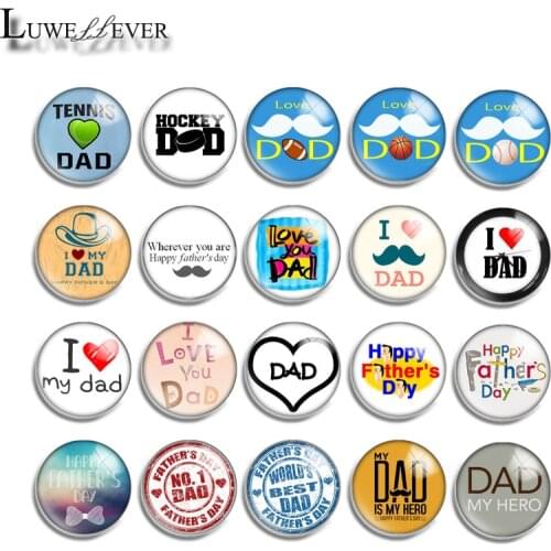 10mm 12mm 16mm 20mm 25mm 30mm 574 Love Dad Mix Round Glass Cabochon Jewelry Finding 18mm Snap Button Charm Bracelet