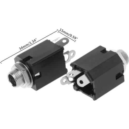 10pcs 6.35mm Audio Plug Sockets PJ-612 3-Pin Connector With Screw Nut