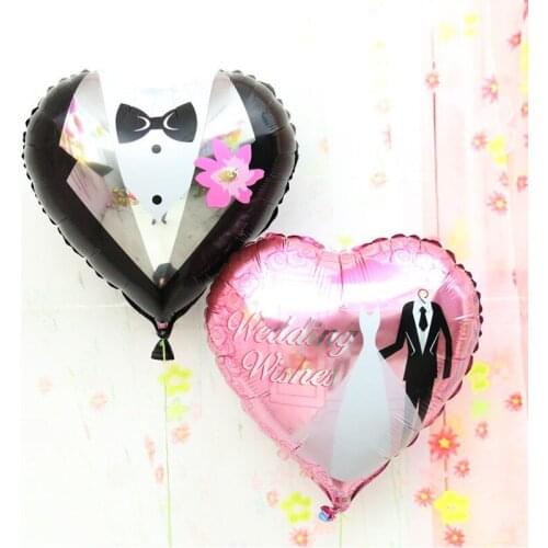 10pcs/lot Heart Bride Groom Foil Balloons Wedding Party Decorations Celebration Love Air Balloons Valentines Party Suppliers