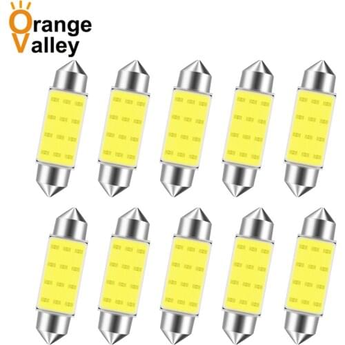 10PCS Super Bright 31mm 36mm 39mm 41mm 12V COB Dome Festoon LED Car Bulb Auto Lamp Bulb Interior Light Lamps parking DC12V