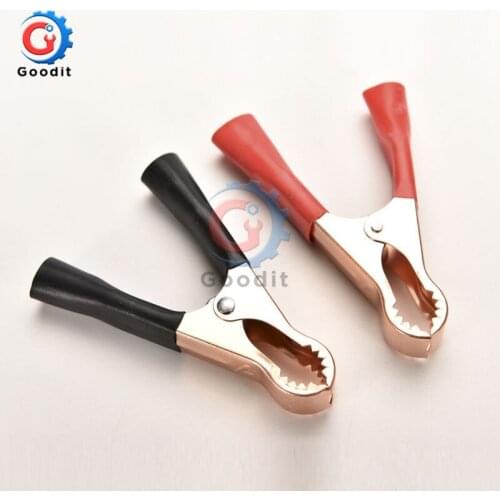 2Pcs 50A 80mm Car Alligator Clips Battery Clamps Crocodile Clip Red + Black Clip