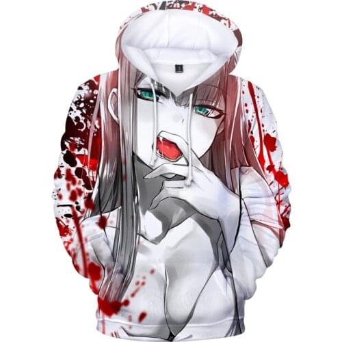 2020 3D Fashion Hoodies DARLING In The FRANXX Anime Full 3d Pullover Hoodie Sweatshirt Zero Two En Bikini 3d Hoody Streetwear