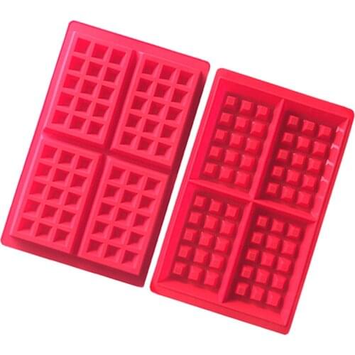 4 cavity square silicone Mould waffle Cake baking DIY mold