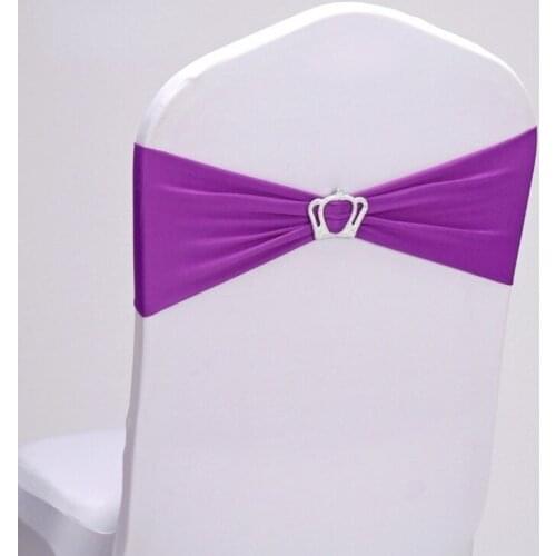 50pcs tretch Lycra Spandex Chair Bands With Buckle Slider For Wedding Decorations Crown Chair Sashes Bow Not a chair cover