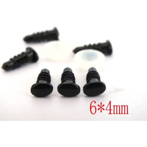 Free Shipping!!50pcs/lot-- 6*4mm black color Oval shape plastic safety toy nose with washer for diy animal doll accessories