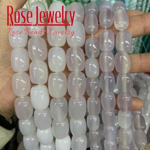 Natural Stone Beads Purple Agates Drum Barrel Shape Beads Rice Shape Handmade Bracelet Beads Accessories For Jewelry Making 15"