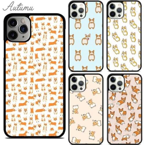 Cartoon Corgi Dog Phone Case for iPhone 11 12 Pro Max mini X XR XS SE 2020 5 6S 7 8 Plus Samsung Galaxy S9 S10 Cover shell coque