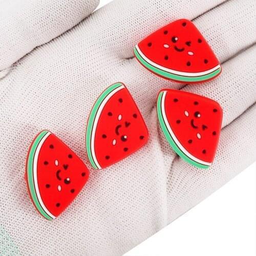 Chenkai 50pcs Watermelon Shape Baby Silicone Beads Teether Baby Cartoon Teething DIY Infant Necklace Pendant Toys Accessories