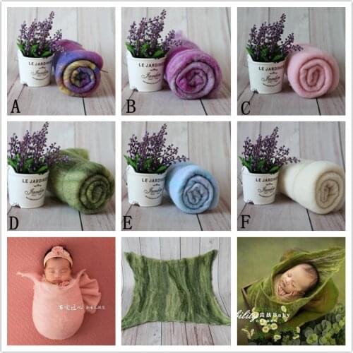 Colorful Wool Layer Felted Wool Fluff Baby Swaddle blanket Newborn Wrap Cocoon Basket Filler Props Newborn Layering Fabric Prop