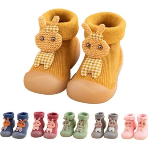 Toddler Indoor Floor Shoes Baby Anti Slip Socks Learning To Walk Cotton Baby Socks with Rubber Soles Infant Thick Socks Winter