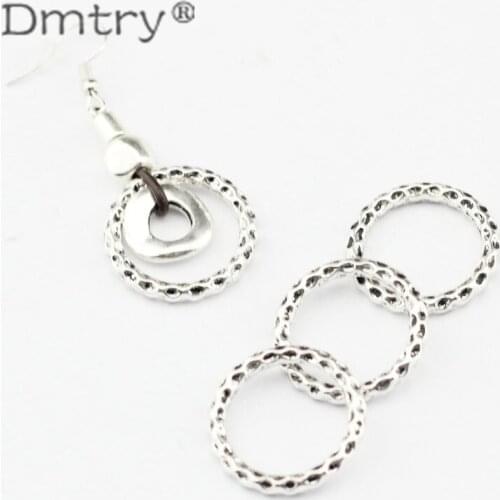 Dmtry 10pcs/lot Wholesale New Ancient Silver Plated Charms Spacers Connector Round Bracelet Diy Jewelry Making Findings LC0069