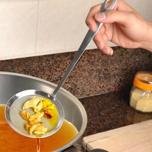 Stainless Steel Colander Filter Oil Spoon Fine Mesh Colander Sifter Sieve Kitchen Vegetable Strainer Clip