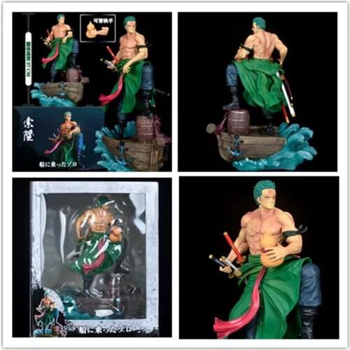 One Piece Anime Figure GK Roronoa Zoro New World Classic Battle Action Figure Hand Can Changed 37CM