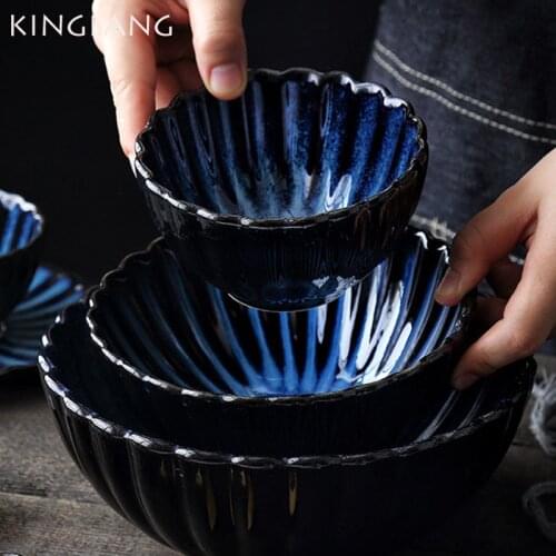 KINGLANG Ceramic Klin Glaze Rice Bowl Big Soup Bowl Noodle Ramen Restaurant Bowl