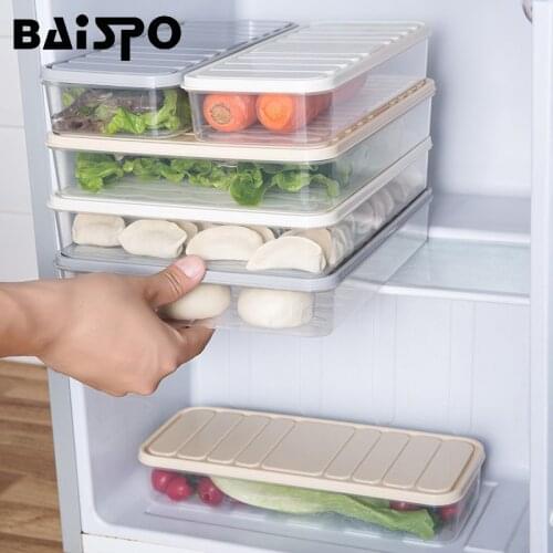 Baispo PP Fresh-Keeping Box Storage Container With Lid For Refrigerator Kitchen Organizer Keep Fruits Vegetables Fish Containers