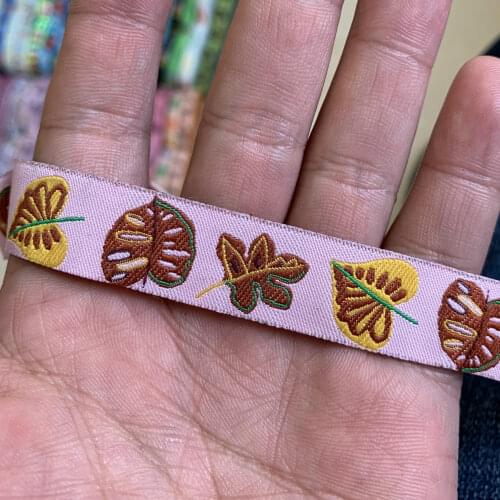 ZERZEEMOOY 5/8" 16 mm 5yards/lot Polyester Woven Jacquard Ribbon In Autumn The Leaves
