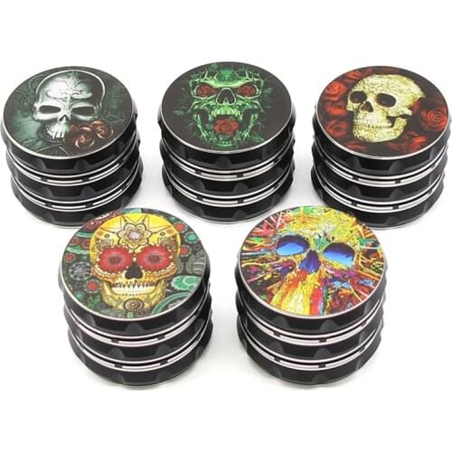 63mm Skull pattern Mill Smoke Spice Crusher Muller Lighter Smoking Pipe Herb Grinders Tobacco Cigarette Accessories