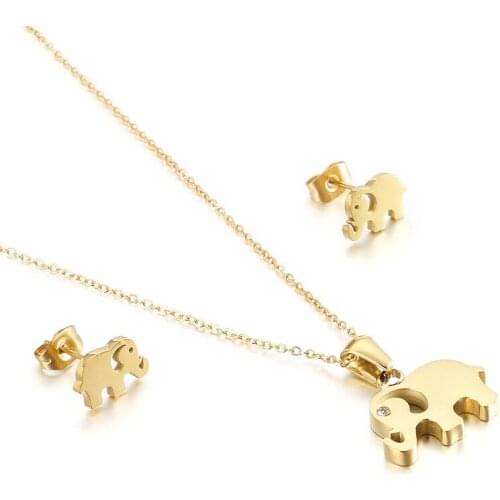 Fashion trend new style clavicle chain stainless steel double chain zircon ladies exaggerated jewelry set