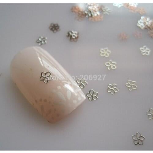 MS305-1 100pcs Sea Series Silver Cute Flower Metal Sticker Nail Art Metal Sticker Nail Art Decoration Non-adhesive Sticker