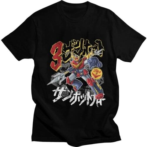 Anime Zambot 3 Mecha Tshirt Men Fashion Tee Tops Cotton T Shirts Short Sleeve Super Robot Goldorak Cartoon 80s T-shirt Gift